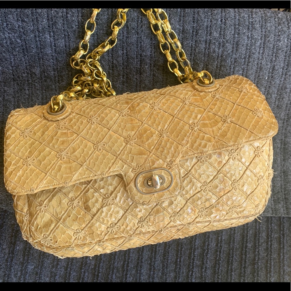 Judith Leiber Snakeskin Flap